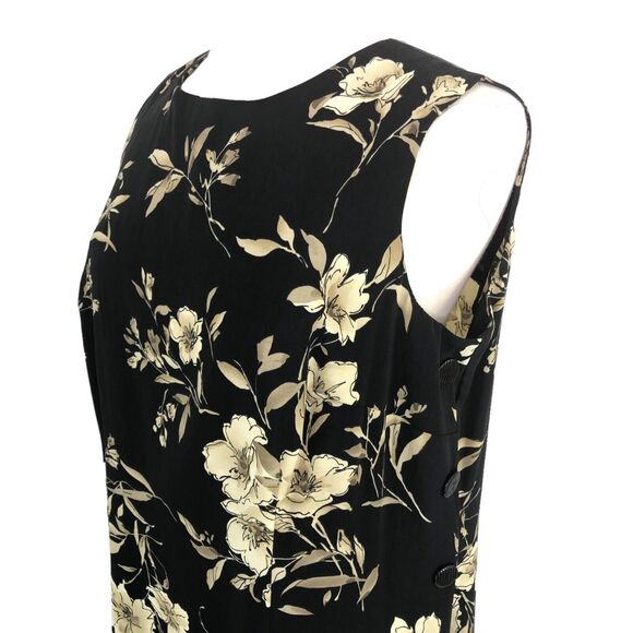 R&K Originals Career Maxi Shift Dress Jewel Neck Sleeveless Size 14W Vintage - Picture 3 of 10